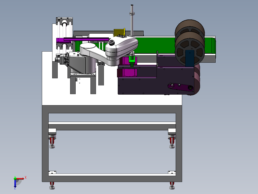 SCARA机器人贴标机sw18可编辑俯视图