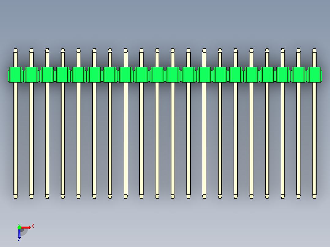 彩色公头100mil（2.54mm）系列-DS1021_green_1x20p_100mil_Type19_rev1.0俯视图