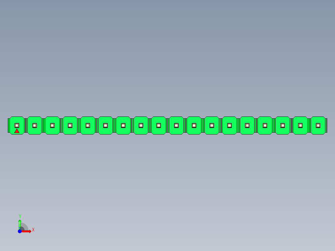 彩色公头100mil（2.54mm）系列-DS1021_green_1x18p_100mil_Type5_rev1.0前视图