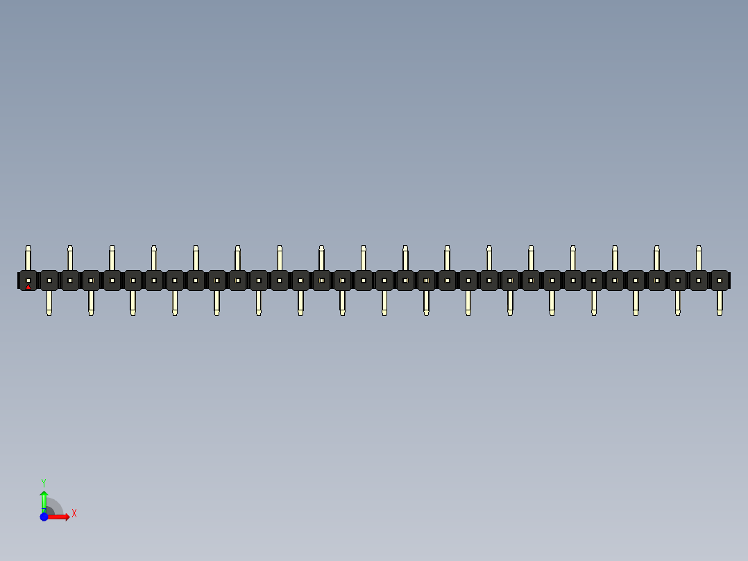 彩色公排针 100mil 2.54mm 系列-DS1022_black_34p_100mil_Type_SMT_R1_rev1.0前视图