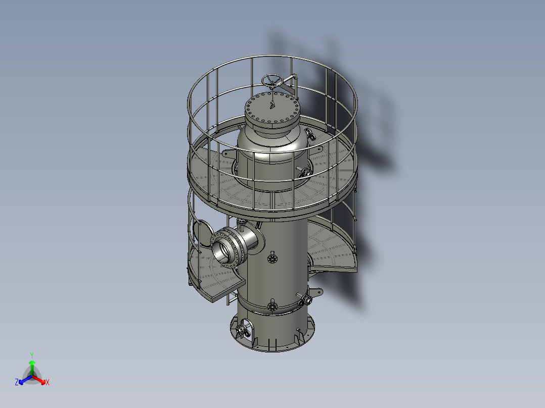 石油和天然气的分离器、压力容器、过滤器和夯实罐正等轴测图