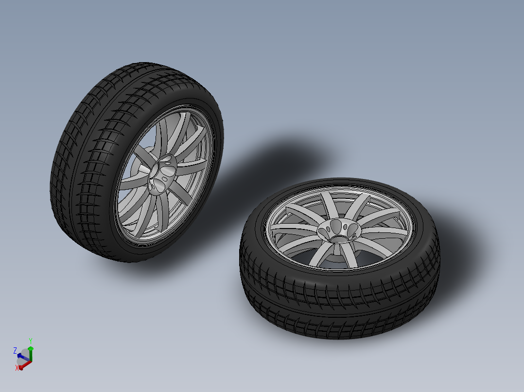 简易轮胎轮毂<span style='color: red'>3D</span>模型图纸 Solidworks设计