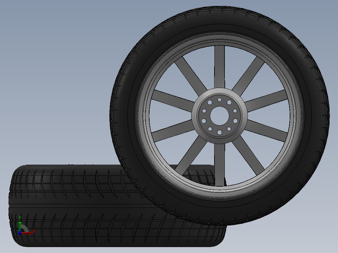 简易轮胎轮毂3D模型图纸 Solidworks设计前视图