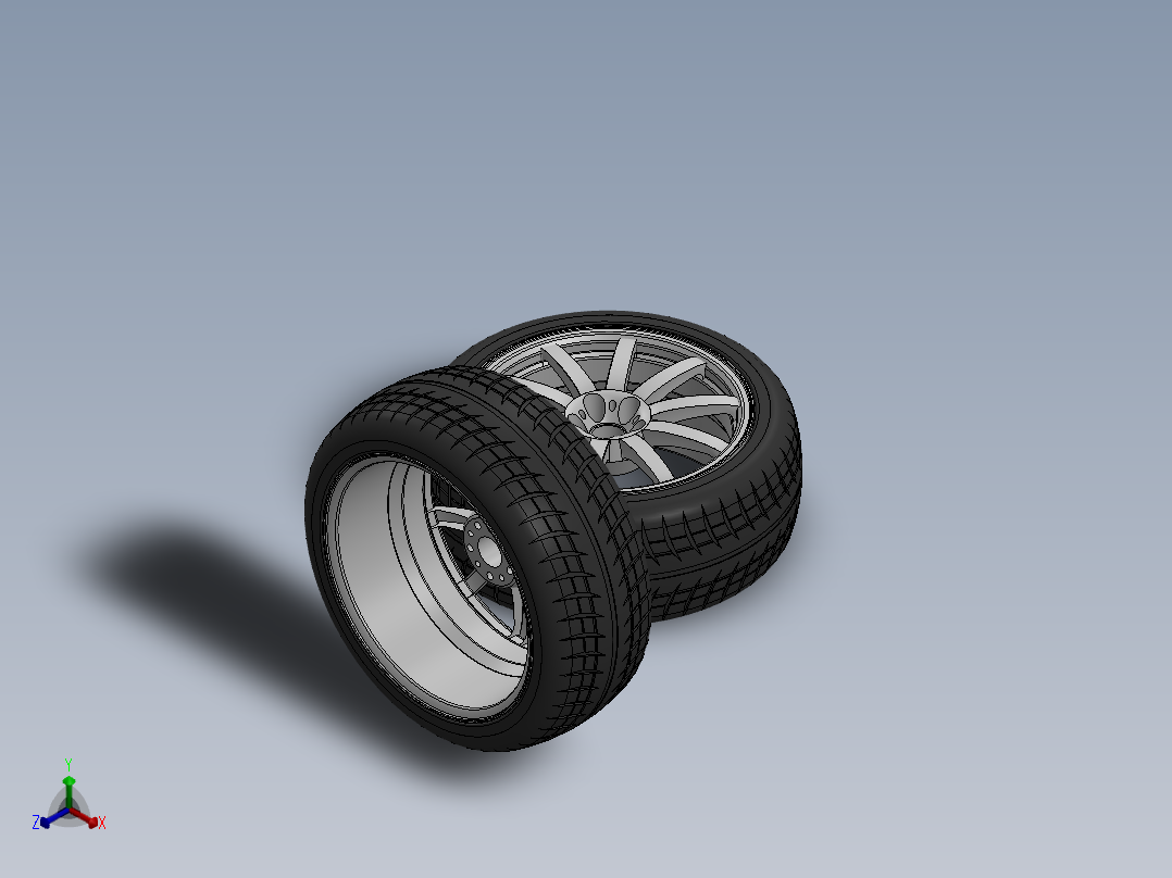 简易轮胎轮毂3D模型图纸 Solidworks设计正等轴测图