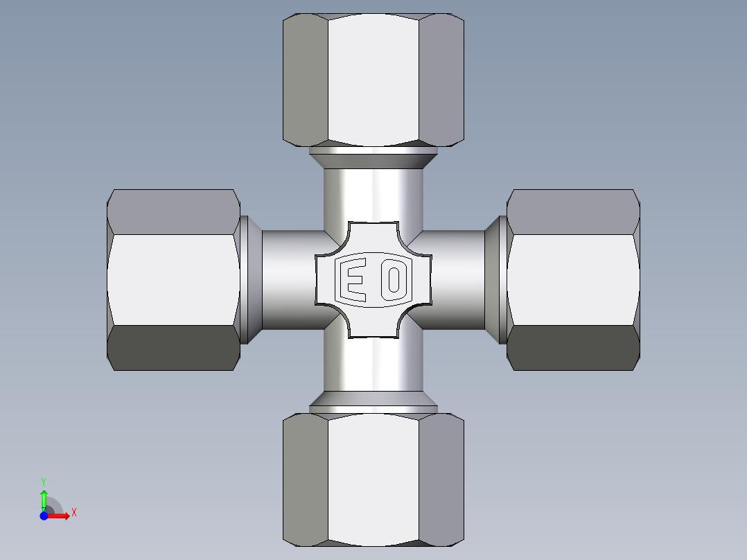 卡套式工业通用硬管接头EO_Union_cross_K08ZLCF前视图