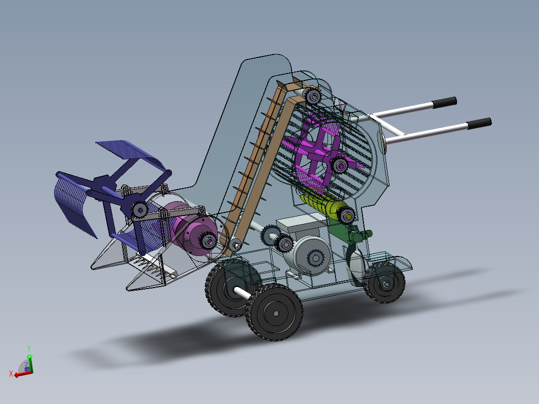 水稻收割脱粒一体机设计含SW三维图+CAD+说明书
