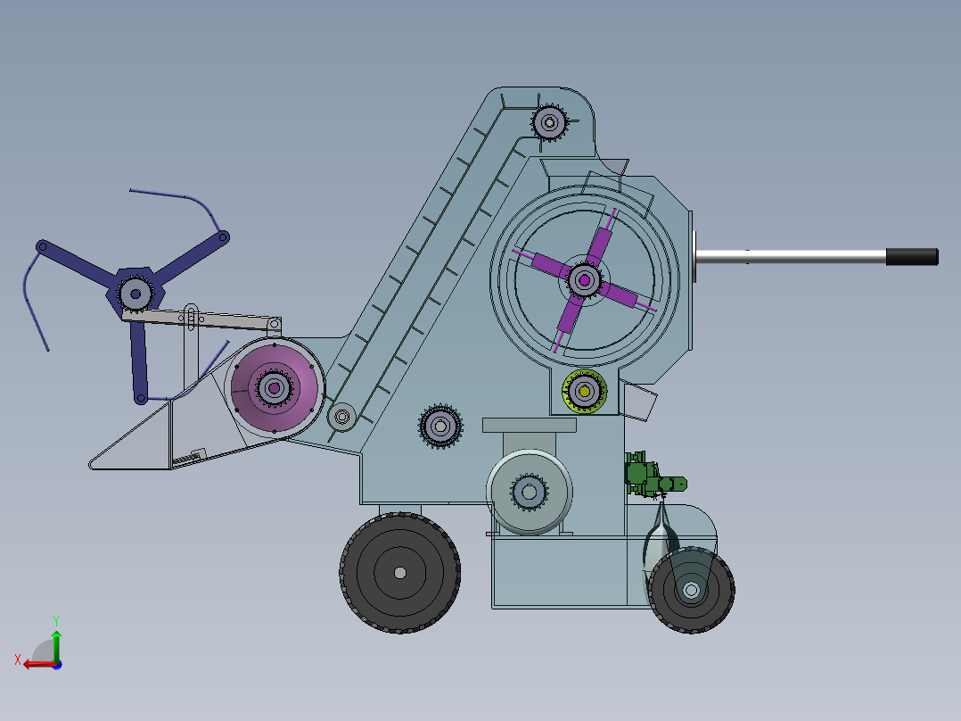 水稻收割脱粒一体机设计含SW三维图+CAD+说明书后视图