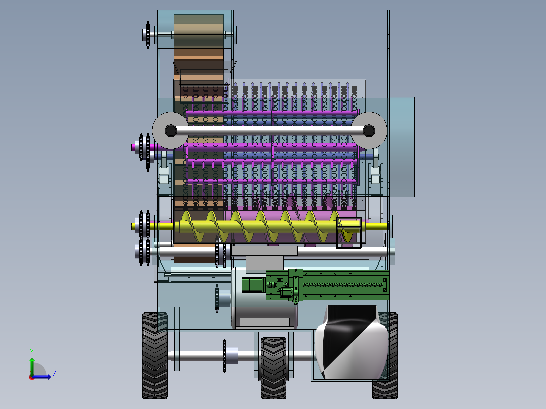 水稻收割脱粒一体机设计含SW三维图+CAD+说明书左视图