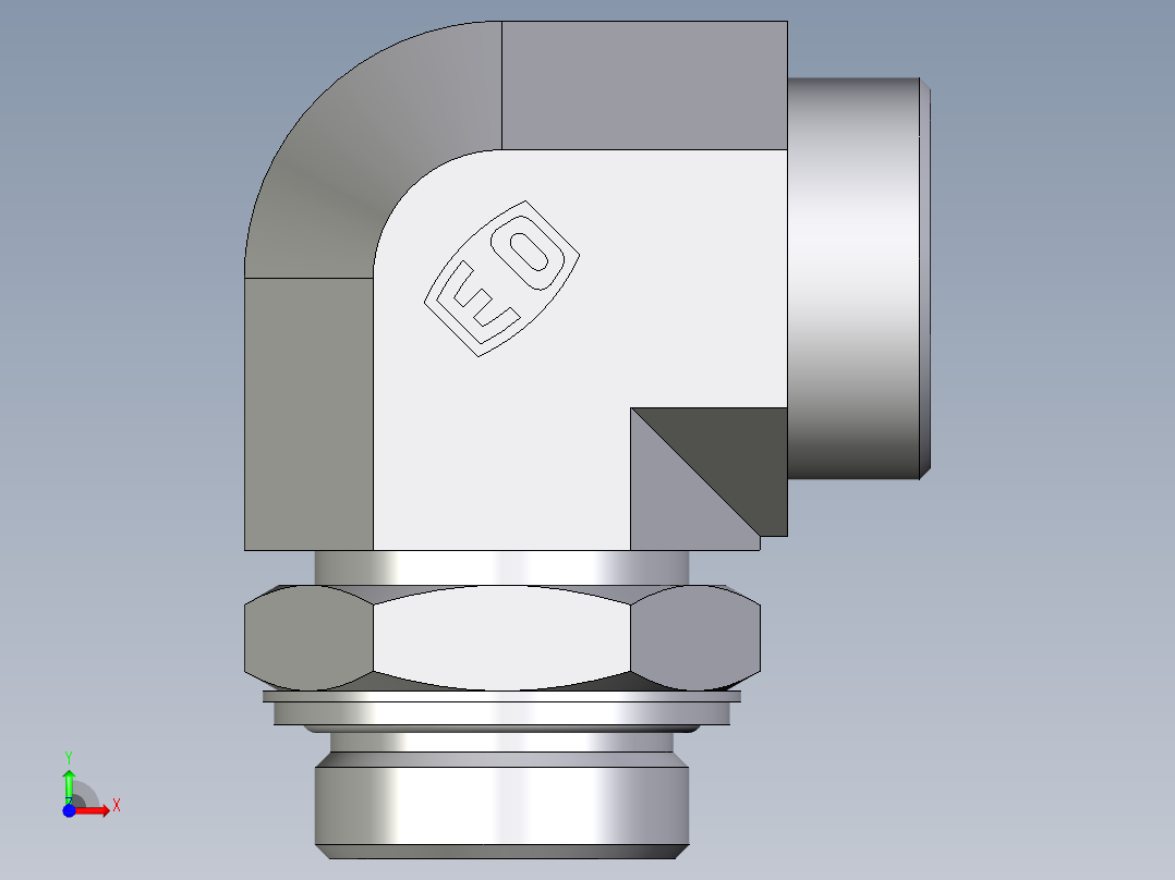 卡套式工业通用硬管接头EO_Adjustable_Locknut_elbow_WEE35LROMDCF前视图