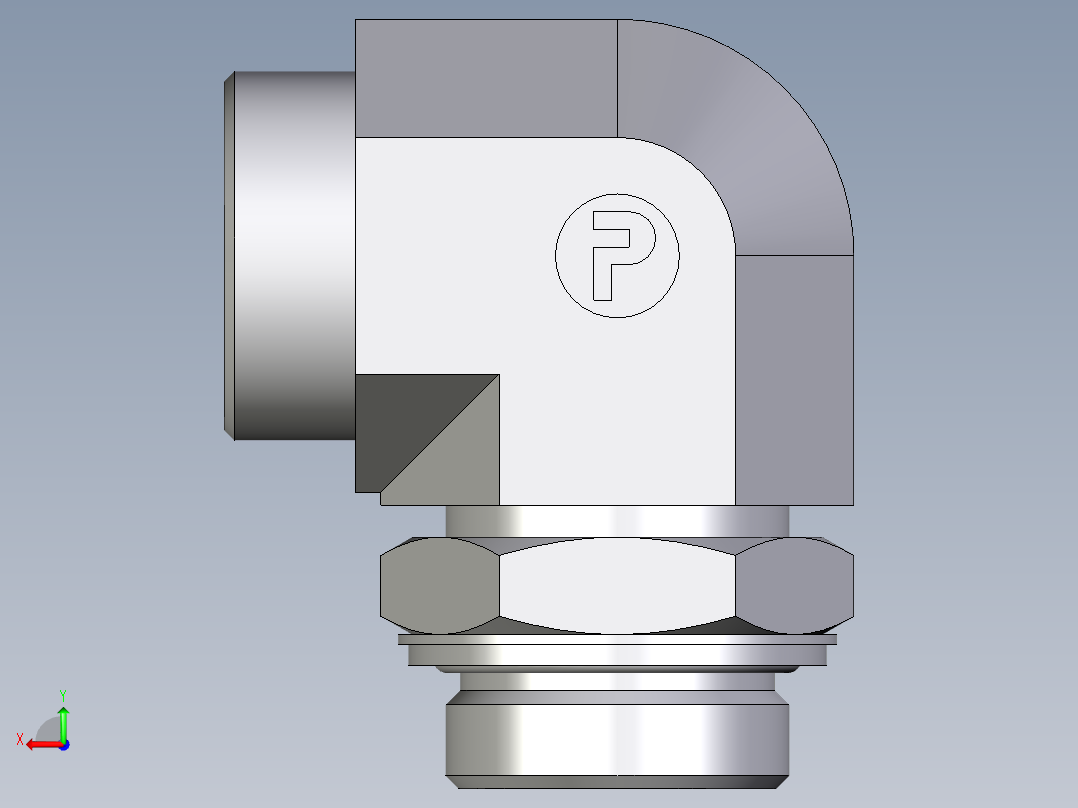 卡套式工业通用硬管接头EO_Adjustable_Locknut_elbow_WEE35LROMDCF后视图