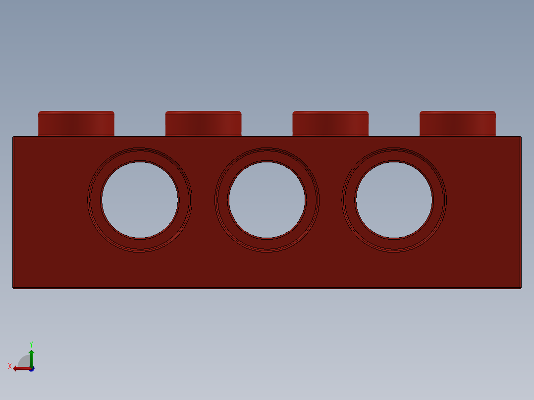 乐高机械组积木（横梁）-370121 Bright Red Technic Brick 1 x 4 with Holes后视图