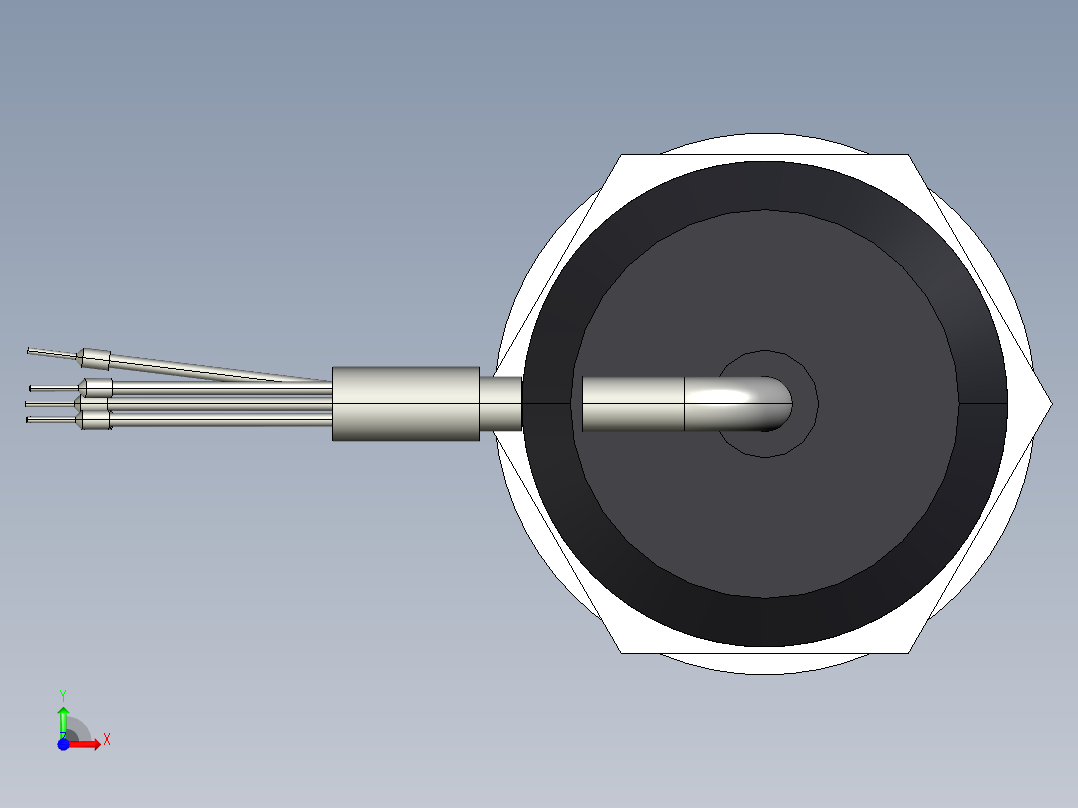 超声波设备H-69mm-2.72in-SS-OUTPUT-3-wire-PNP-NPN-CABLE-BSP-THREAD前视图
