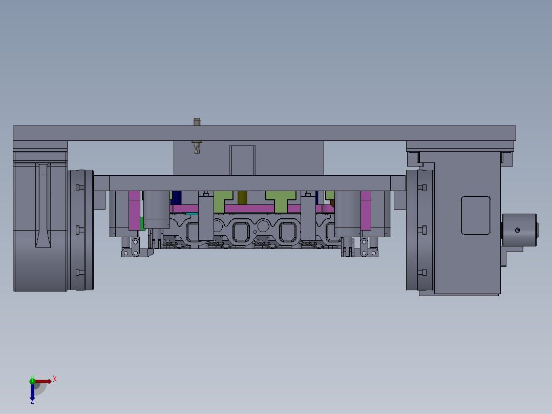 发动机气缸盖精密液压工装夹具（4种加工工序）俯视图