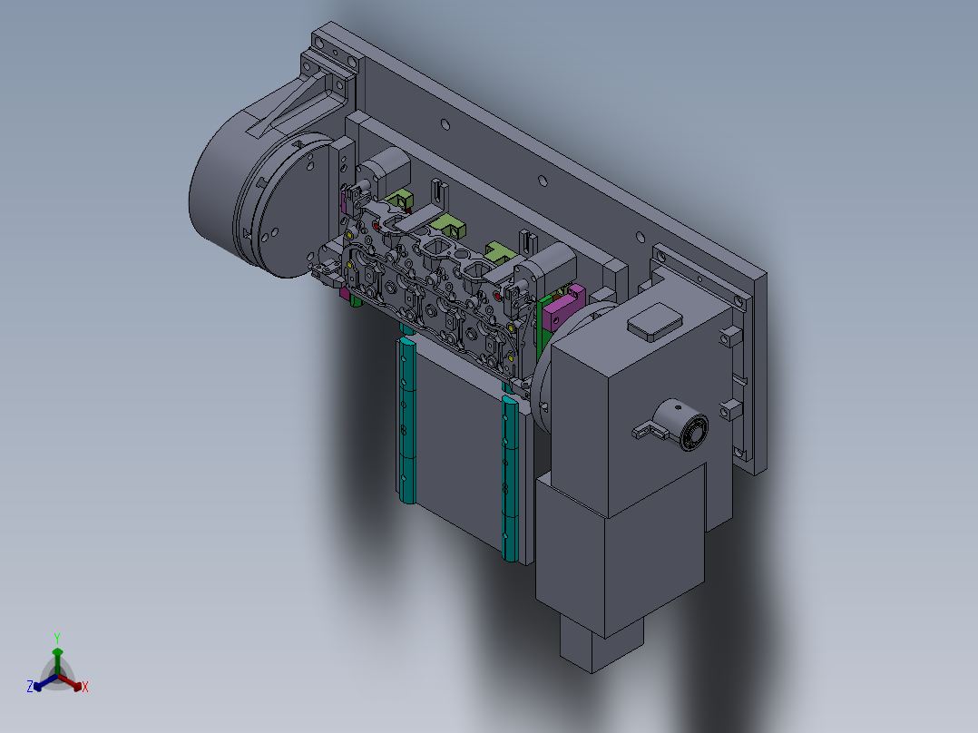 发动机气缸盖精密液压工装夹具（4种加工工序）正等轴测图