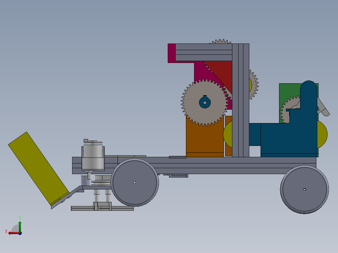 韭菜收割机建模后视图