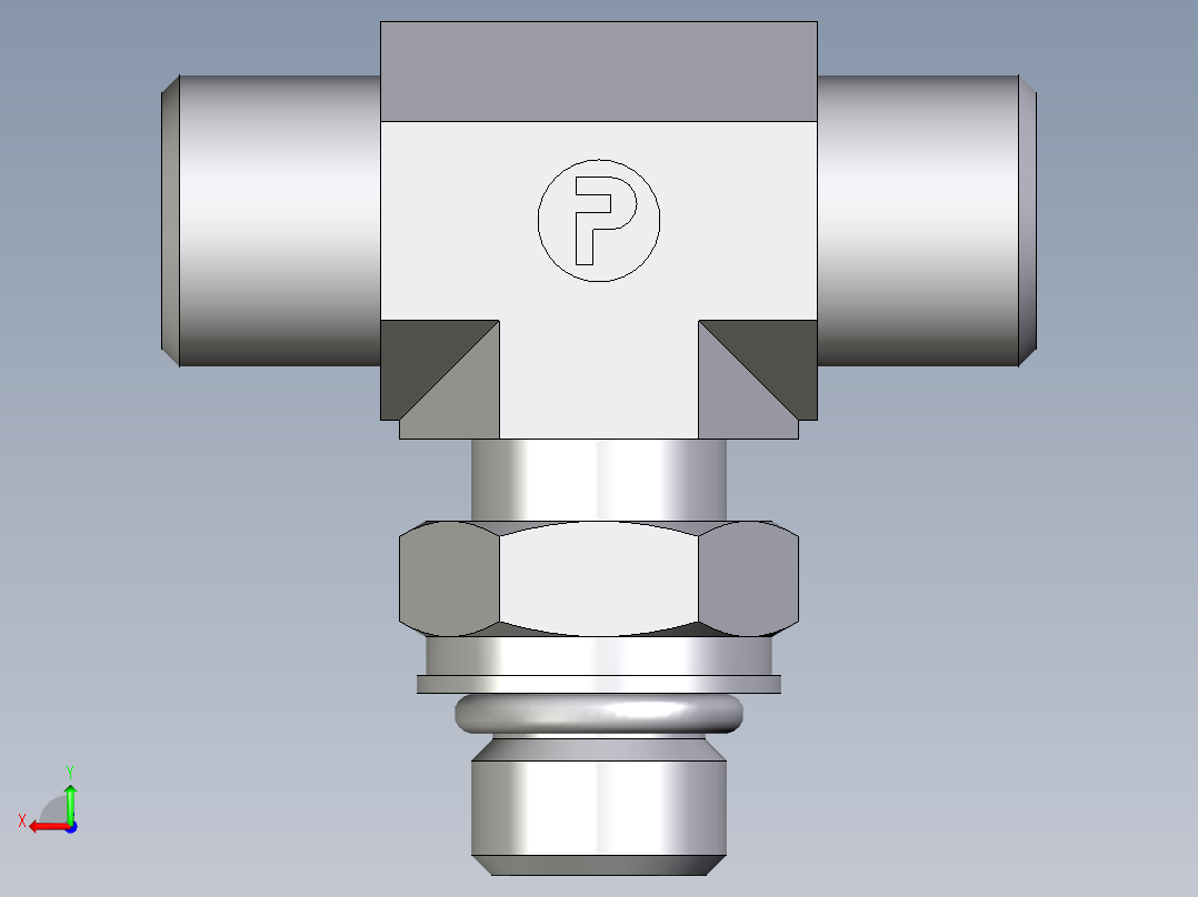 卡套式工业通用硬管接头EO_Adjustable_locknut_branch_tee_TEE08SMOROMDCF后视图