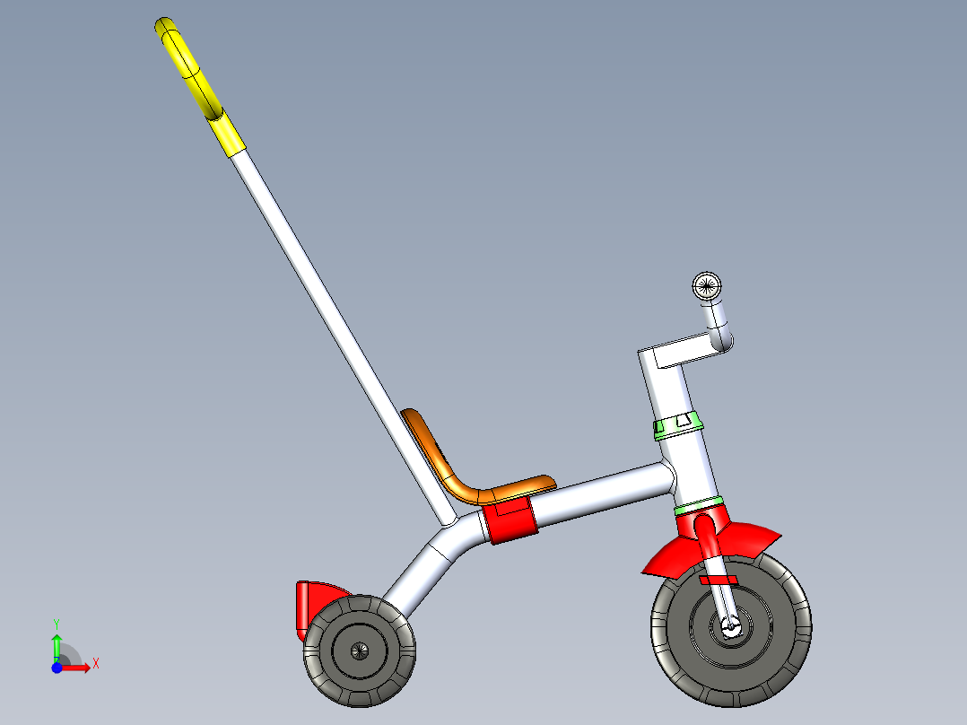 推三轮车--igs stp stl前视图