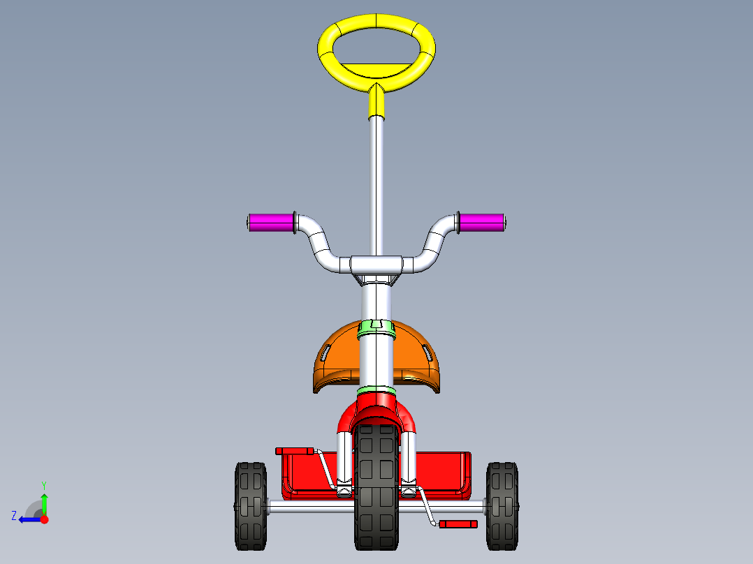 推三轮车--igs stp stl右视图