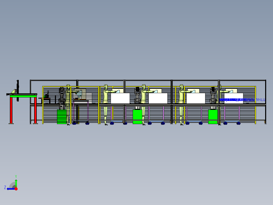 自动丝印线体右视图