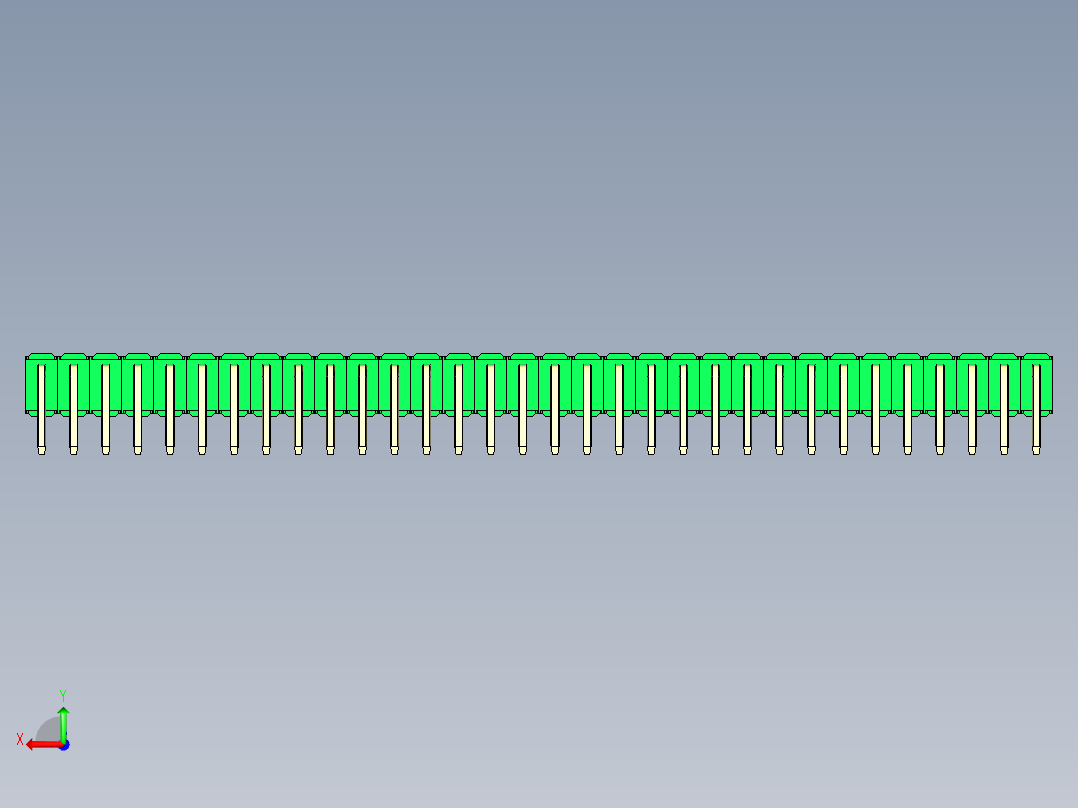 彩色公排针 100mil 2.54mm 系列-DS1022_green_2x32p_100mil_TypeD_rev1.0后视图