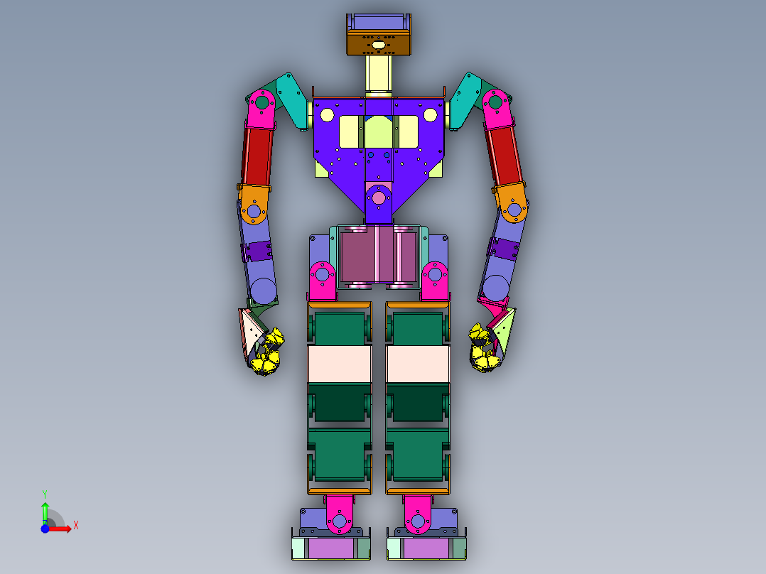手眼足脑自控型双足机器人前视图
