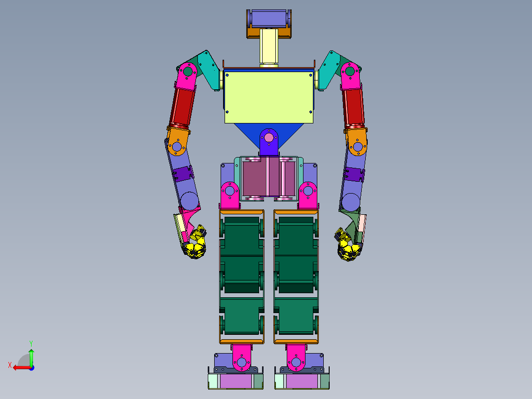 手眼足脑自控型双足机器人后视图