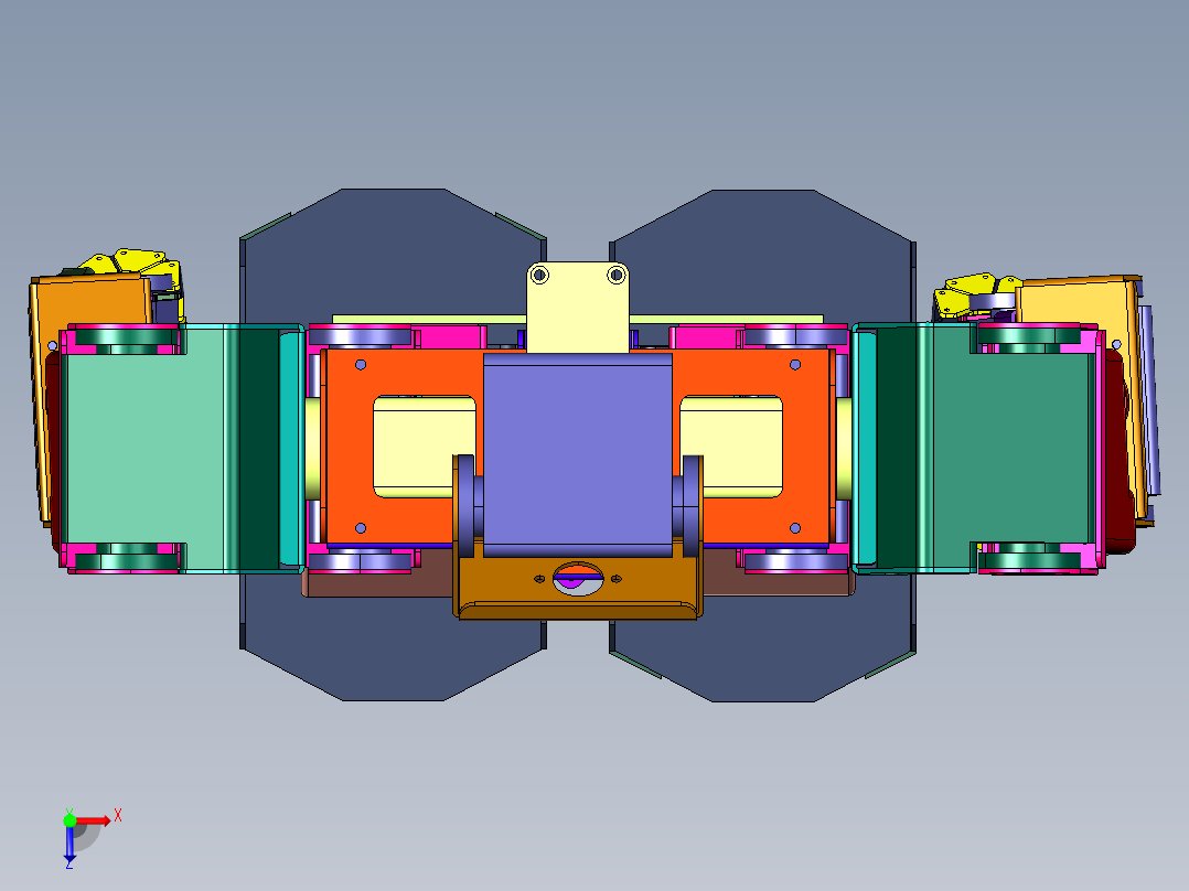 手眼足脑自控型双足机器人俯视图