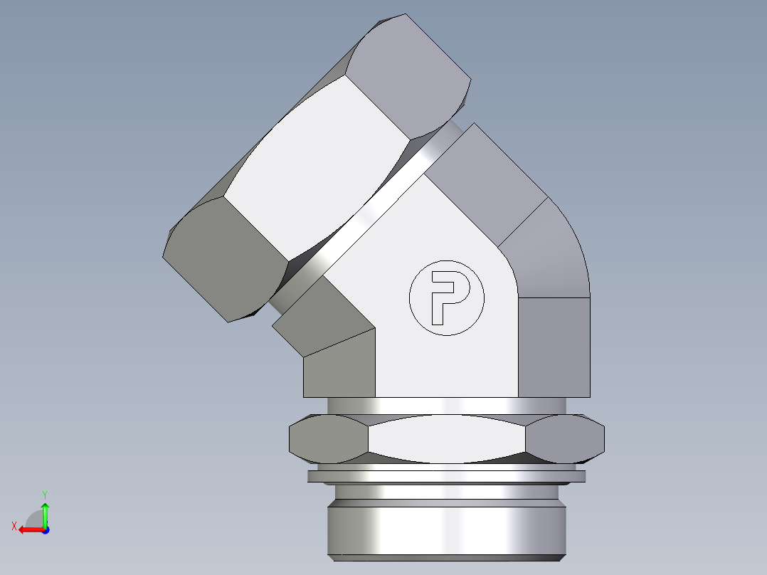 卡套式工业通用硬管接头EO_Adjustable_locknut_45_deg_elbow_VEE42ZLMCF后视图