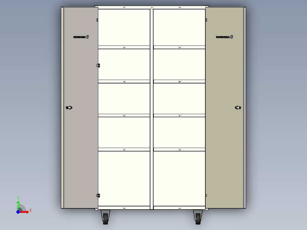 钣金文件柜前视图