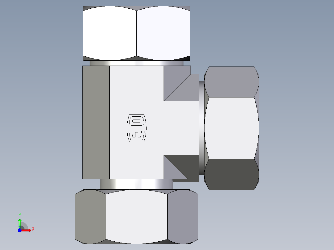 卡套式工业通用硬管接头EO_Standpipe_run_tee_EVL28LCF前视图