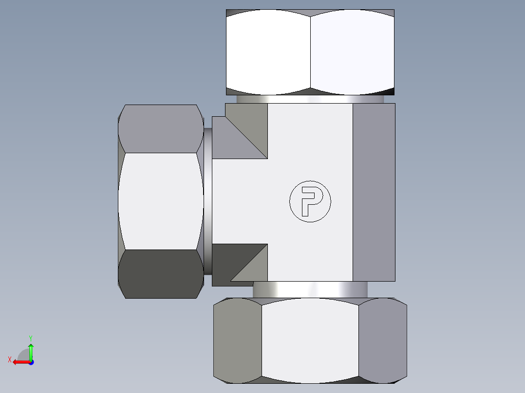 卡套式工业通用硬管接头EO_Standpipe_run_tee_EVL28LCF后视图