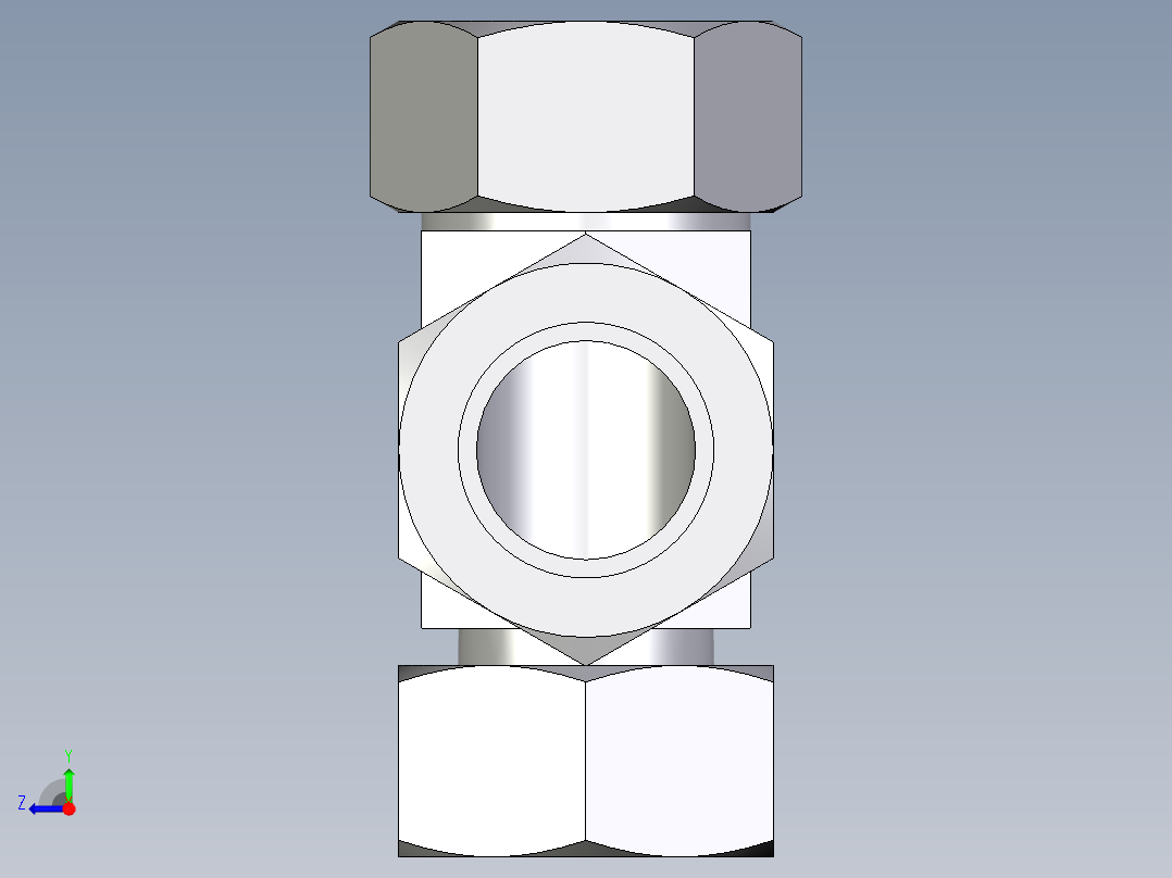 卡套式工业通用硬管接头EO_Standpipe_run_tee_EVL28LCF右视图