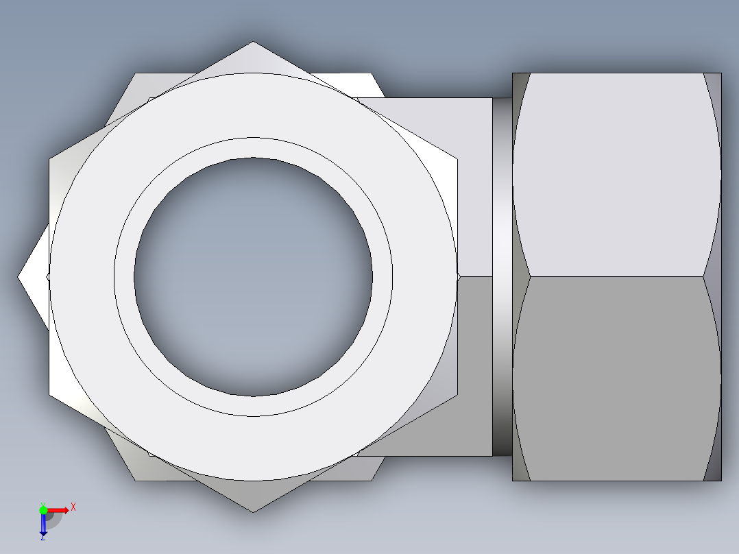 卡套式工业通用硬管接头EO_Standpipe_run_tee_EVL28LCF俯视图