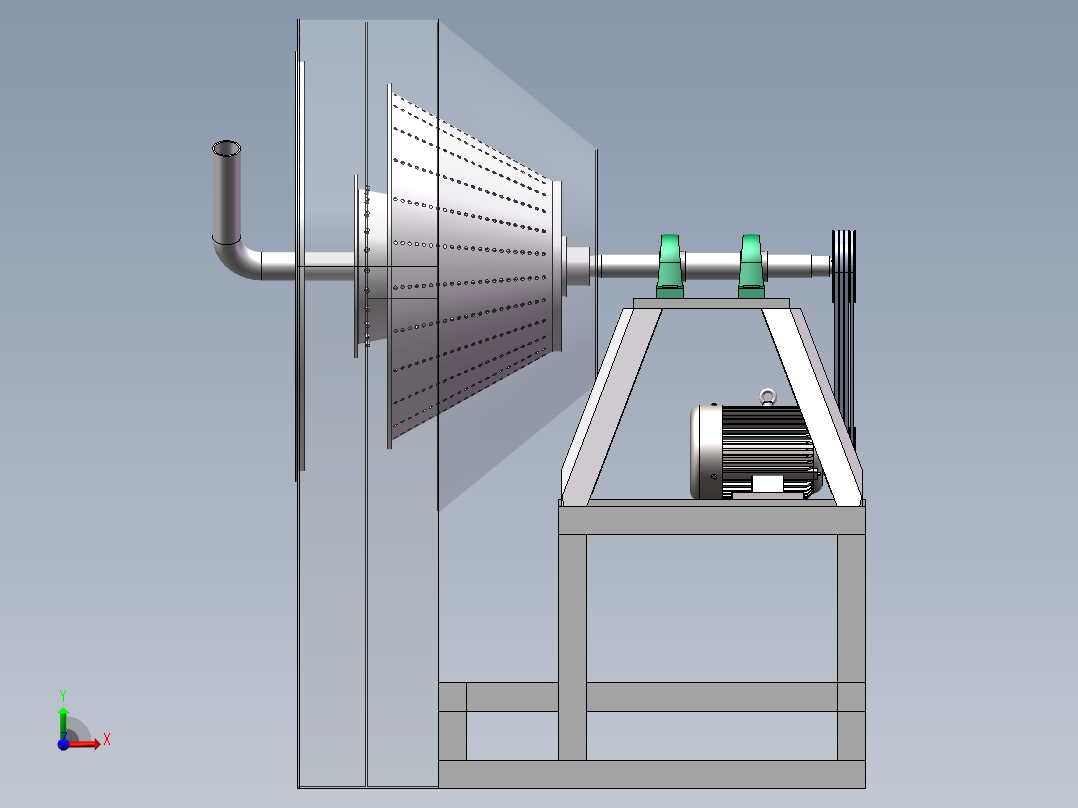 淀粉渣分离机3d图纸 cad图纸 sw设计画图素材 粉渣分离器3d模型前视图