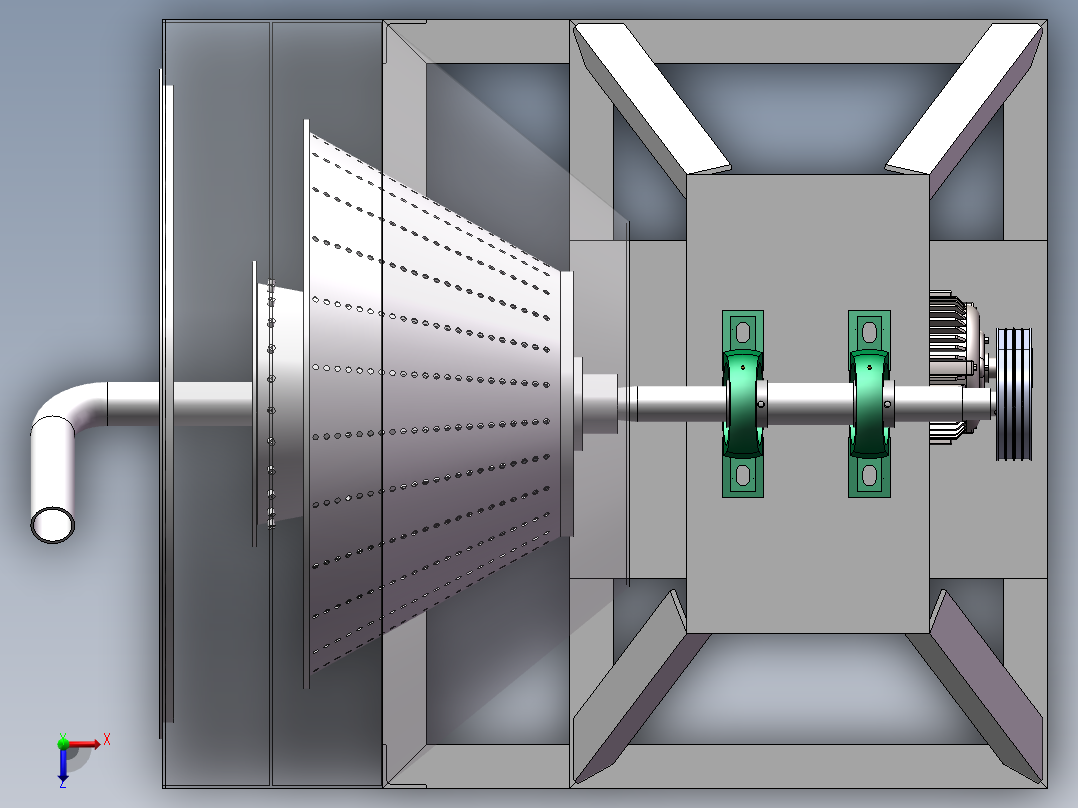 淀粉渣分离机3d图纸 cad图纸 sw设计画图素材 粉渣分离器3d模型俯视图