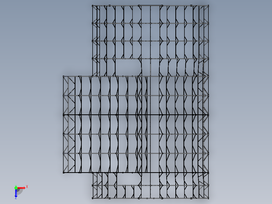 金属结构的停车场俯视图