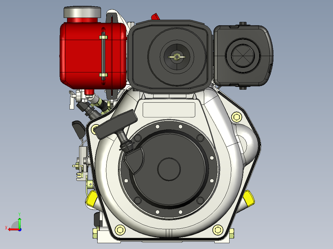 洋马L48柴油机3D模型后视图