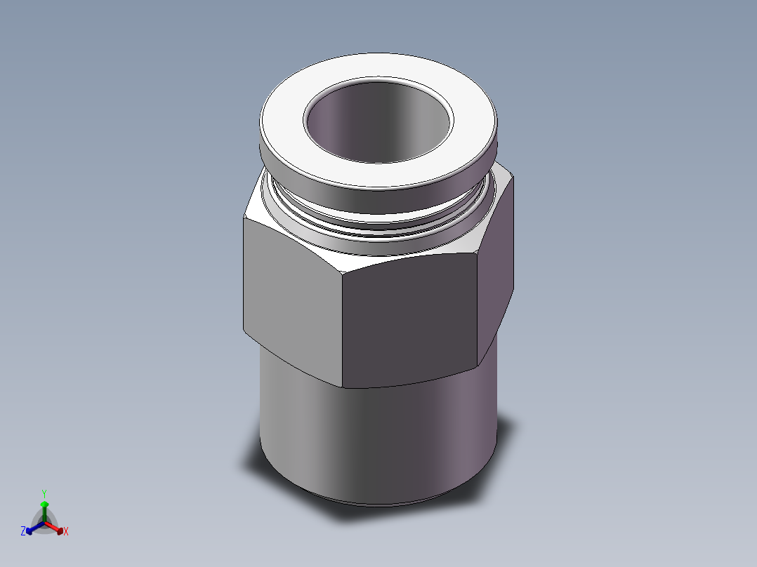 螺纹直通APC10-03（3分10厘）正等轴测图