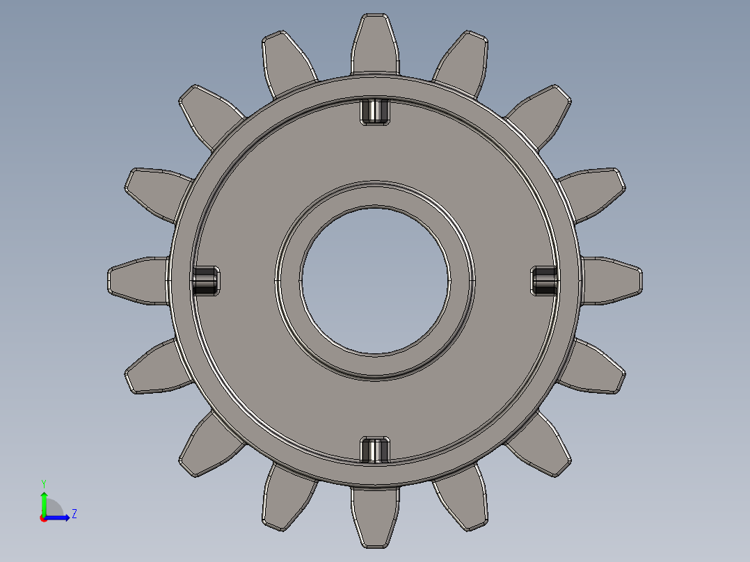 6542 Dark Stone Technic Gear 16 Tooth with Clutch.STEP左视图