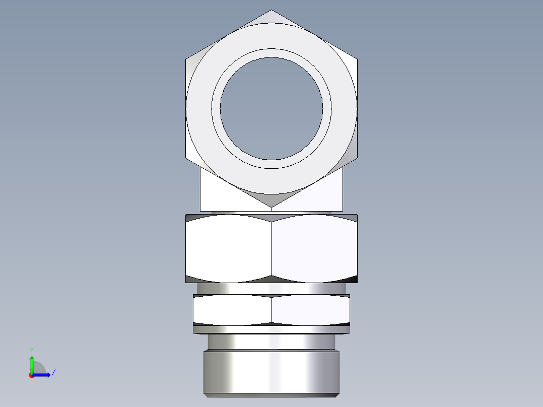 卡套式工业通用硬管接头EO_Assembled_adjustable_standpipe_branch_tee_EVT42LR71左视图