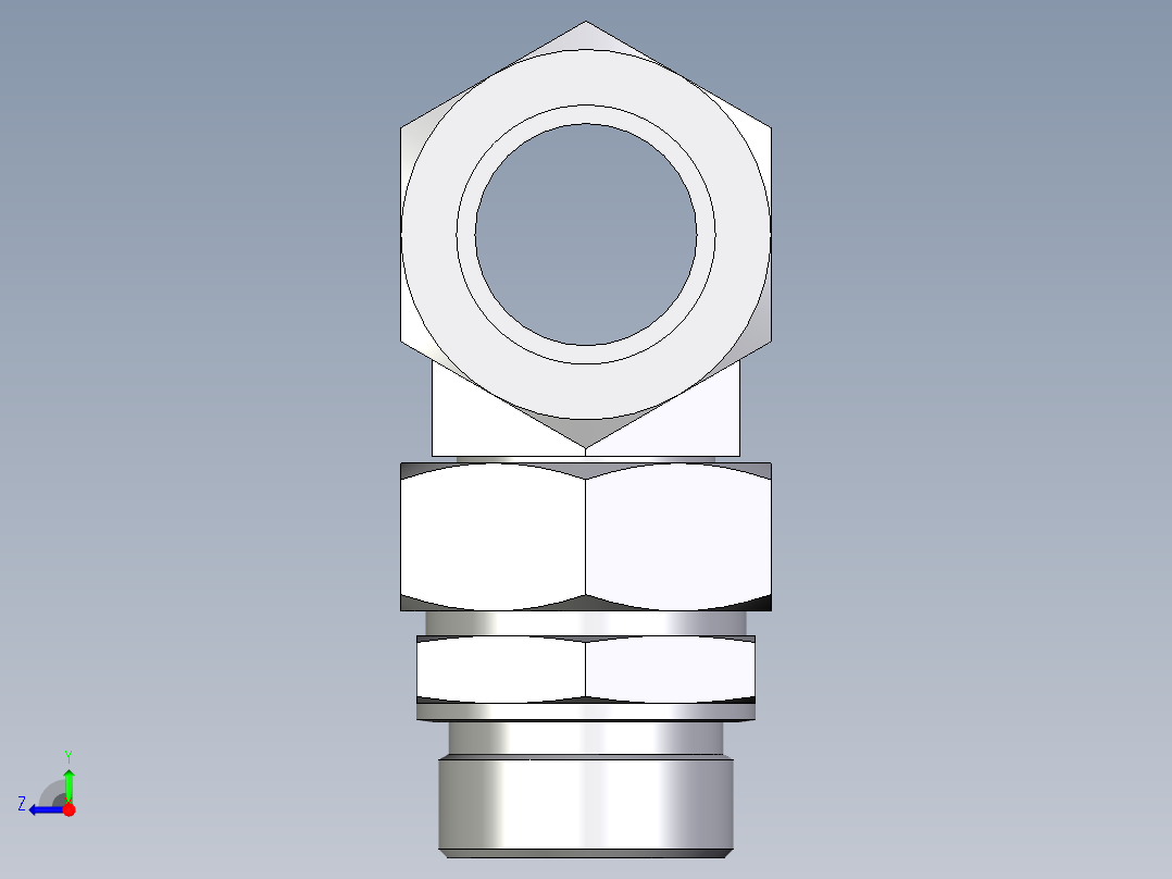 卡套式工业通用硬管接头EO_Assembled_adjustable_standpipe_branch_tee_EVT42LR71右视图