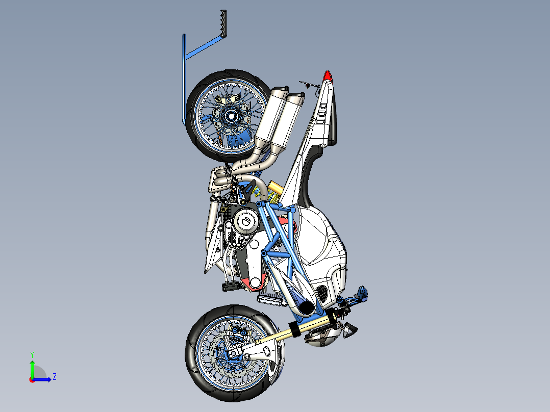摩托车ducati-rs-project-SolidWorks-stp-igs格式左视图