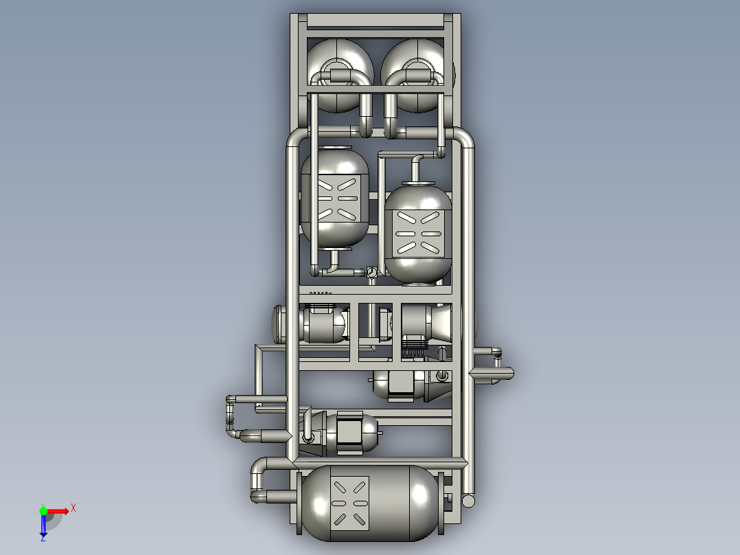 液压系统管道设备俯视图