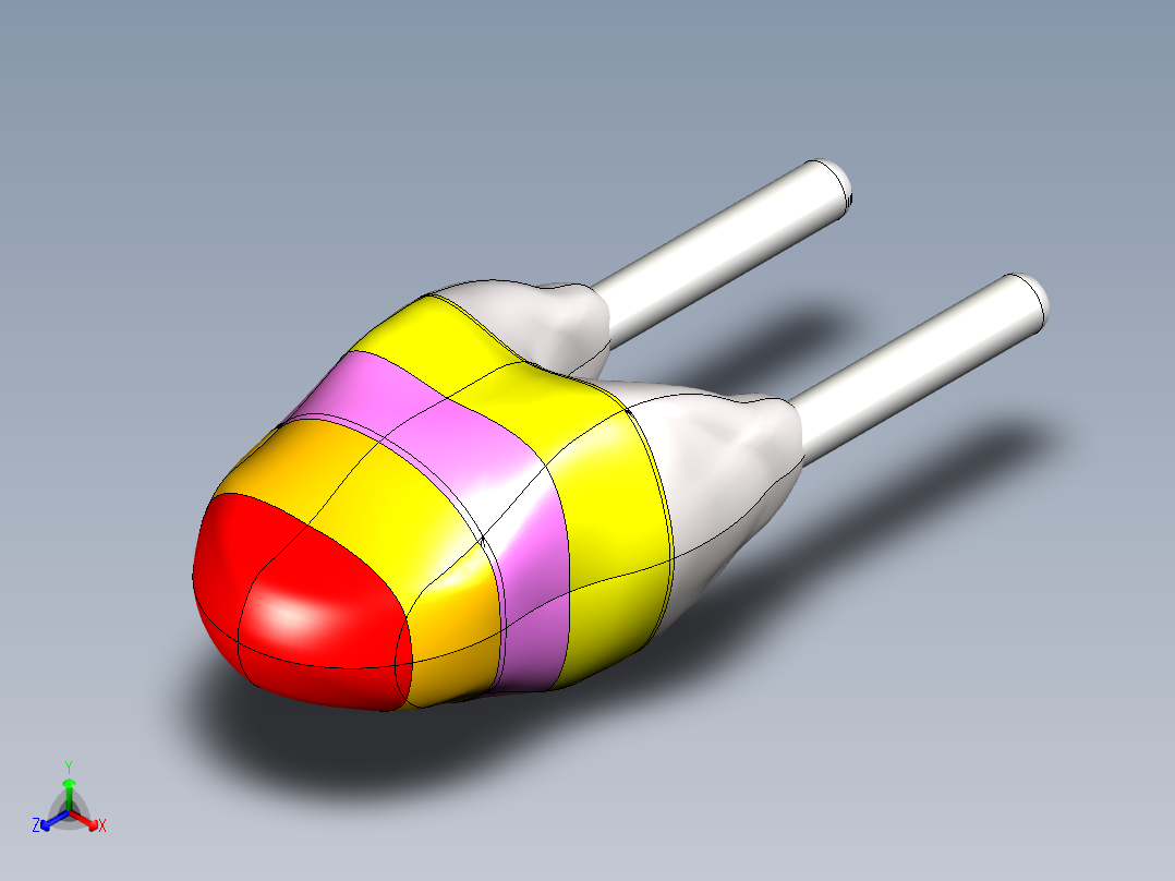 负温度系数热敏电阻（NTC）电热调节器。该器件由一个NTC芯片组成，焊接在两根镀锡铜线之间正等轴测图