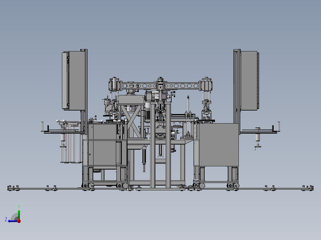 多工位双转台生产组装线模型右视图