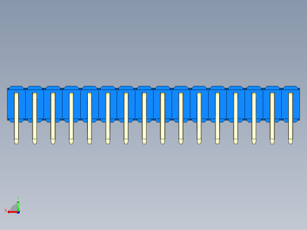 彩色公排针 100mil 2.54mm 系列-DS1022_blue_2x16p_100mil_TypeD_rev1.0后视图