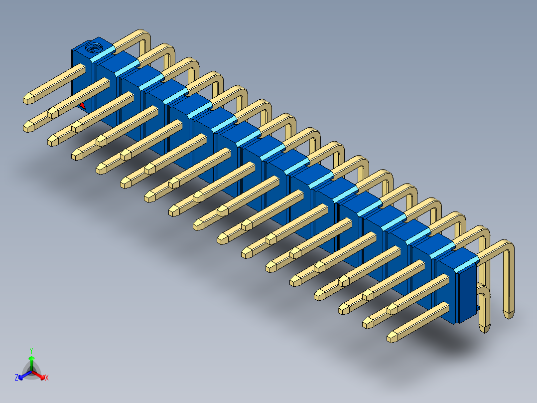 彩色公排针 100mil 2.54mm 系列-DS1022_blue_2x16p_100mil_TypeD_rev1.0正等轴测图