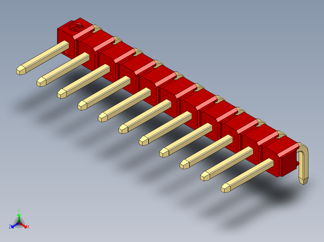 彩色公排针 100mil 2.54mm 系列-DS1022_red_1x11p_100mil_TypeD_rev1.0