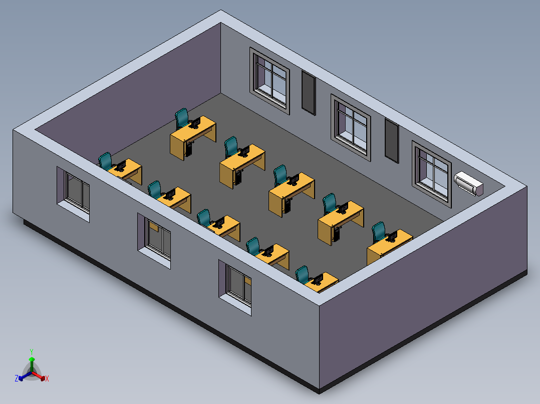 办公室模型设计正等轴测图