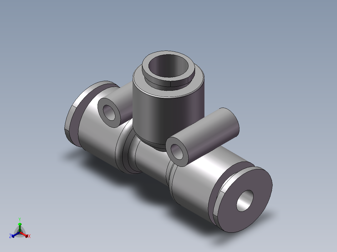 气动接头-T型三通APEW10-6（10变6）正等轴测图